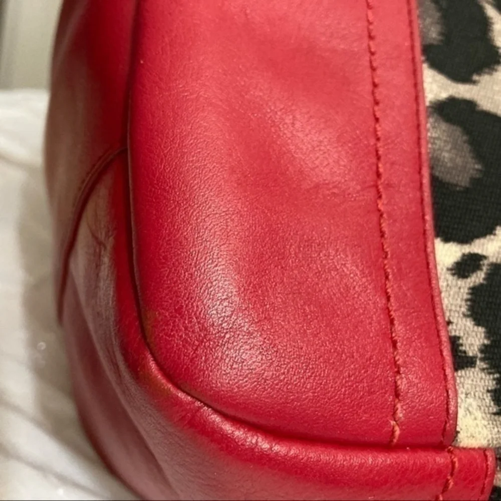 Coach Park Ocelot Print Carrie Tote Shoulder Bag Satchel 23278 red/black leather